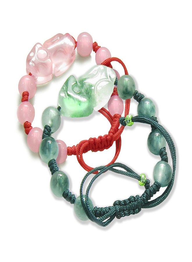 BestAmulets Couples Dragon Bracelets - Love and Money Amulets - Green Serpentine & Pink Good Luck Jewelry - Spiritual and Emotional Support Gift - Image 1