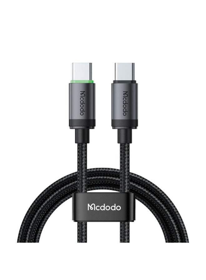 مكدودو كابل USB-C إلى USB-C مع إضاءة LED بقدرة 60 واط للشحن السريع 1 متر من ماكدودو – كابل تايب سي بتقنية PD متوافق مع أجهزة أندرويد وسامسونج والتابلت واللابتوب – أسود - Image 1