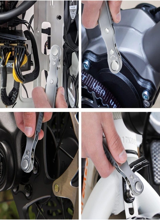 Generic 1/4 inch drive high torque offset reversible mini ratchet screwdriver set, 90 degree offset screwdriver right angle phillips magnetic screwdriver, 4 multi-purpose drill bits for tight spaces  - Image 5
