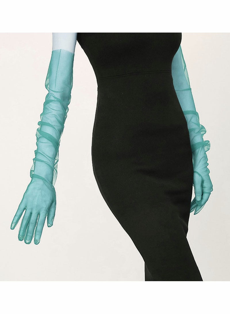 SYOSI Ladies Tulle Gloves Women's long Wedding Bridal Long Opera Party Evening 27inch Elbow Length Sheer for Dinner Parties - Image 3