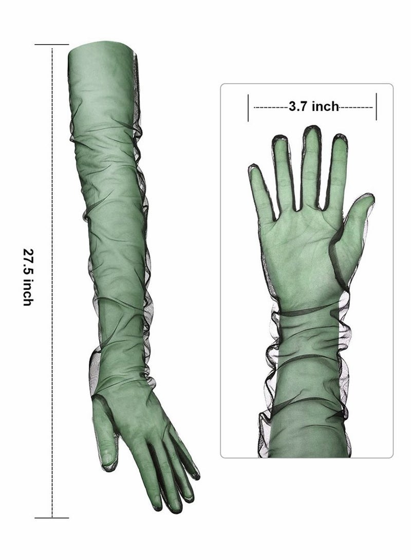 SYOSI Ladies Tulle Gloves Women's long Wedding Bridal Long Opera Party Evening 27inch Elbow Length Sheer for Dinner Parties - Image 5