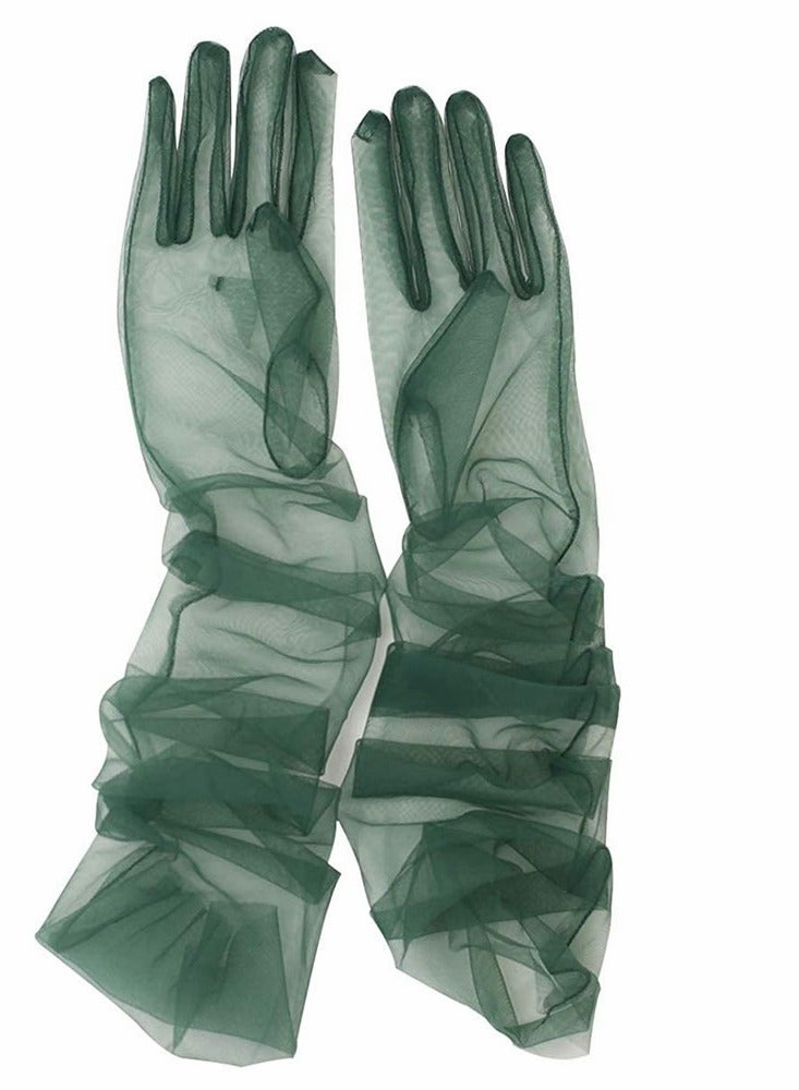 SYOSI Ladies Tulle Gloves Women's long Wedding Bridal Long Opera Party Evening 27inch Elbow Length Sheer for Dinner Parties - Image 4