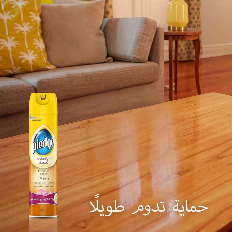 بليدج رذاذ تلميع وتنظيف الأثاث بليدج - تركيبة لإزالة الغبار ومسح بصمات الأصابع للأسطح المغلقة المتعددة - يترك طبقة واقية لامعة، معطر بالبوتبوري، 300 مل - Image 2