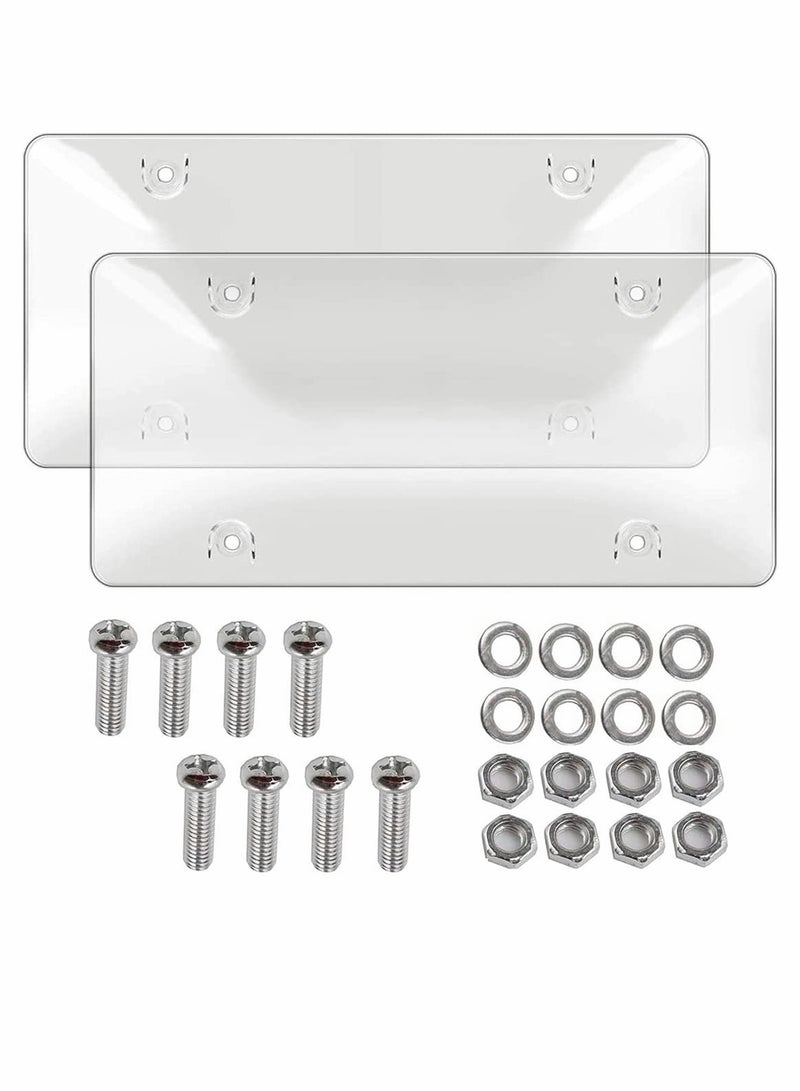 Excefore 2 PCS License Plates Shields Cover Tinted Clear d Design Unbreakable Fits All Standard 31x16 CM Novelty License Plates Protect Your Front Back License Plates Includ Screws - Image 5