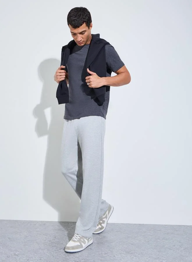 ستايلي Grey Solid Pocket Details Straight Fit Sweatpants