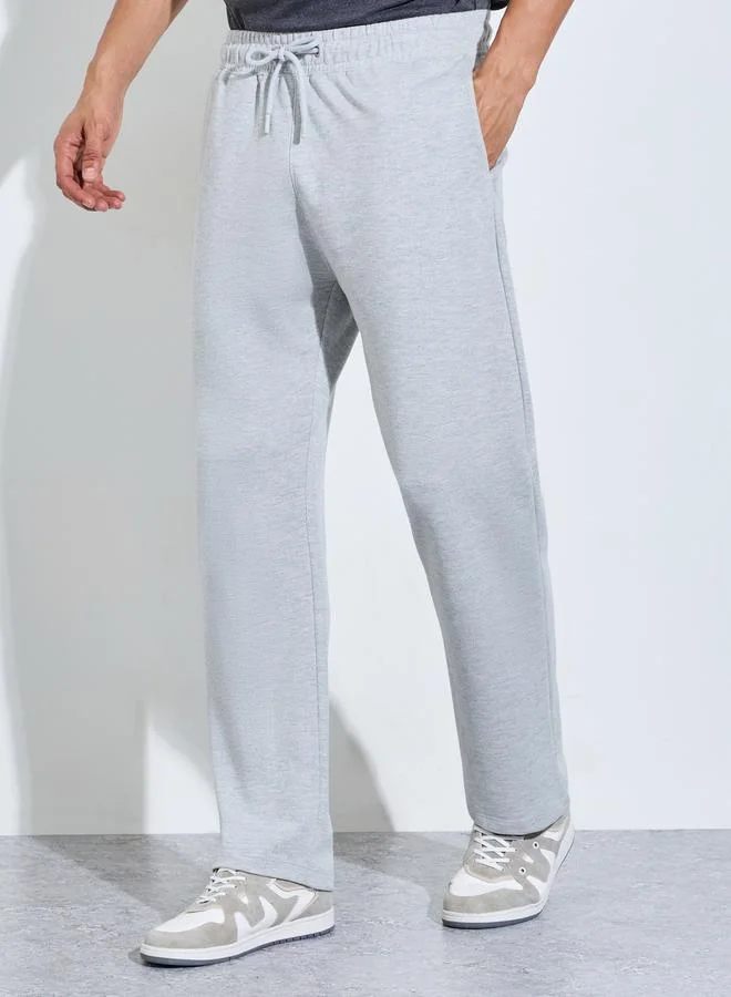 ستايلي Grey Solid Pocket Details Straight Fit Sweatpants