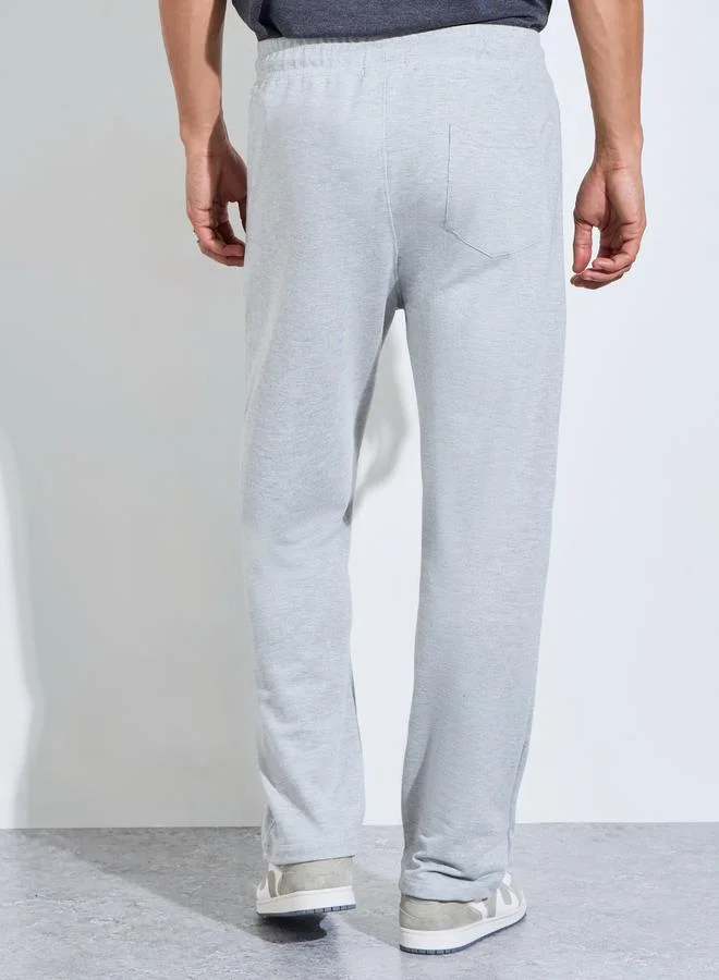 Styli  Grey Solid Pocket Details Straight Fit Sweatpants for Men | Best Price UAE
