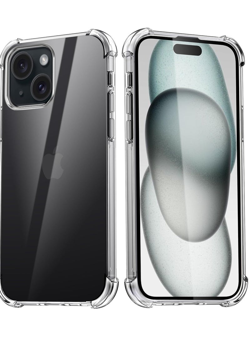 Denx Clear Case Cover For iPhone 15, Shockproof, flexible TPU, Bumper Cover Transparent Anti scratch TPU, Full Camera Protection, Designed For iPhone 15 - Image 1