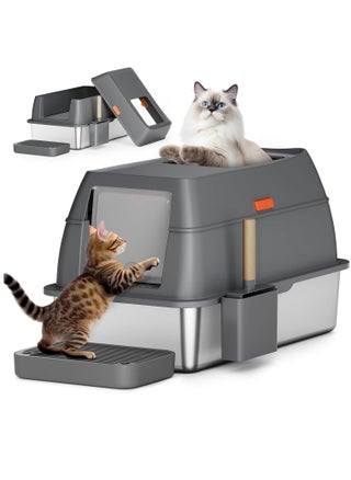 Stainless Steel Cat Litter Box Extra Large Cat Litter Box with Removable Lid High Sided Front Entry Top Exit Litter Box Odor Control Anti-Leakage Non-Sticky & Easy Clean - pzsku/Z43F6078CC6E63AFEDAE2Z/45/_/1737450227/000bb6b7-285f-46fb-a91c-78dd654e0d22