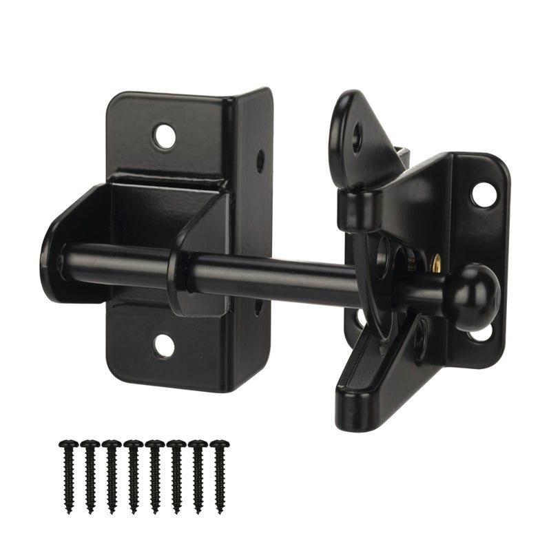 HILLMASTER Self Locking Gate Latch for Wooden FenceHeavy Duty Gravity Fence Latch Privacy Door Latch for Wood GateMetal GatesVinyl FenceGate Hardware Gate Door Lock for Outdoor PoolBlack Finish