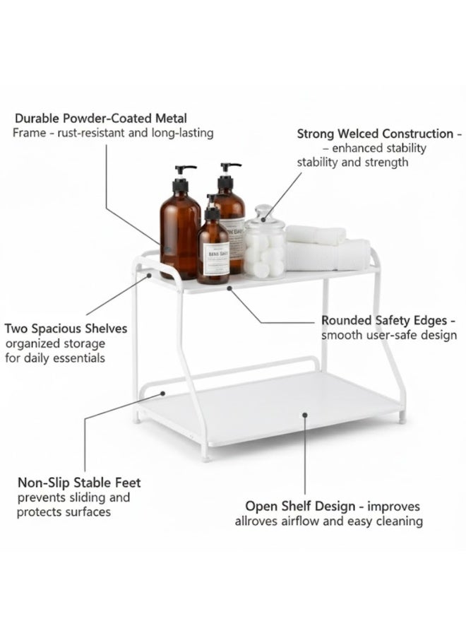 Talala 2-Tier Corner Shelf Bathroom Countertop Organizer, Vanity Organizer Cosmetic Holder Perfume Makeup Standing Rack, Kitchen Countertop Spice Rack Organizer Metal Storage Shelf Under Sink Organizers - Image 3