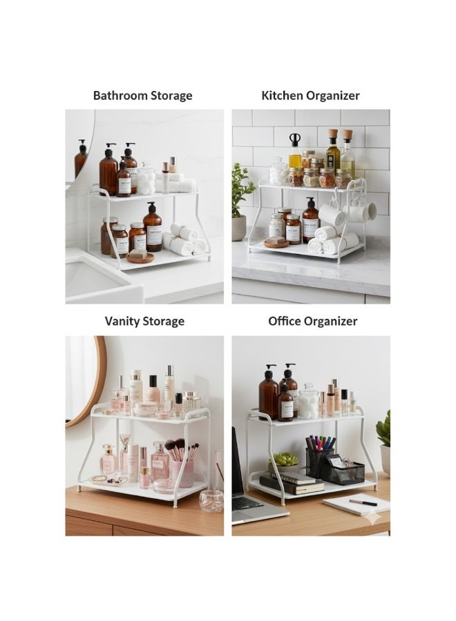 Talala 2-Tier Corner Shelf Bathroom Countertop Organizer, Vanity Organizer Cosmetic Holder Perfume Makeup Standing Rack, Kitchen Countertop Spice Rack Organizer Metal Storage Shelf Under Sink Organizers - Image 5