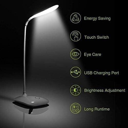 FAGVA Desk Lamp Eye Protection LED Lamp Flexible Bedside Table Desk Lamp LED Reading Desk Light Pack of 1 White - Image 4