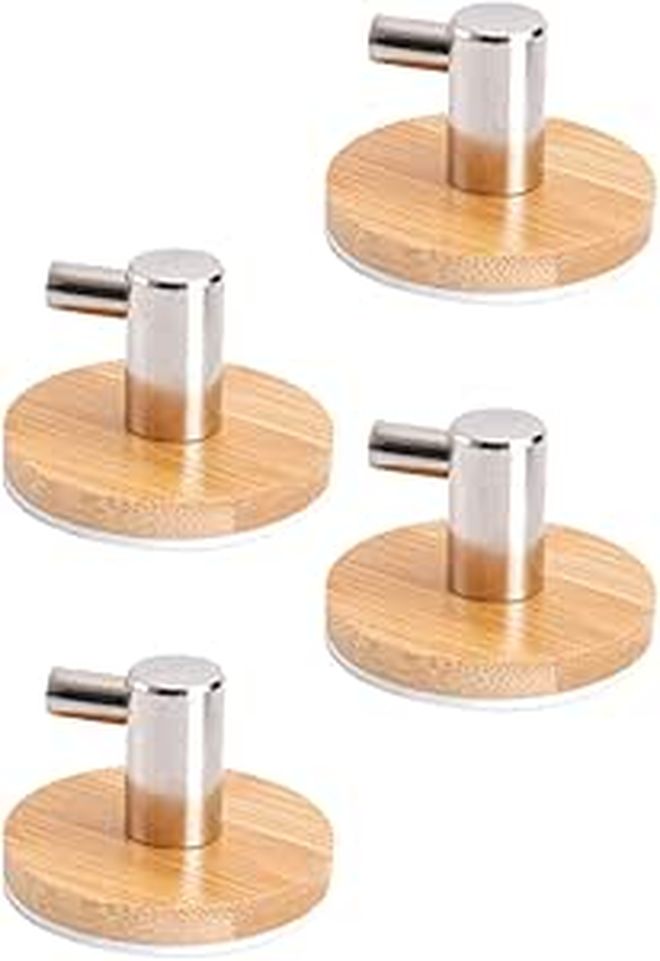 4Pcs Stainless Steel Adhesive Wall Hooks For Towels Robes Hats Bathroom Kitchen - Image 1