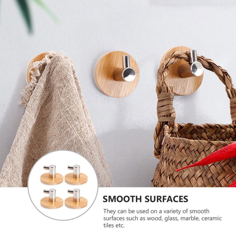 4Pcs Stainless Steel Adhesive Wall Hooks For Towels Robes Hats Bathroom Kitchen - Image 4