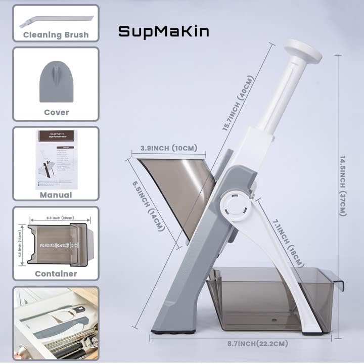 SupMaKin Safe Mandoline Slicer for Kitchen, Vegetable Food Potato Chip Slicer Maual Adjustable Thickness, Chopping Artifact Fast Veggie Salad Chopper & Cook Meal Prep - Image 5