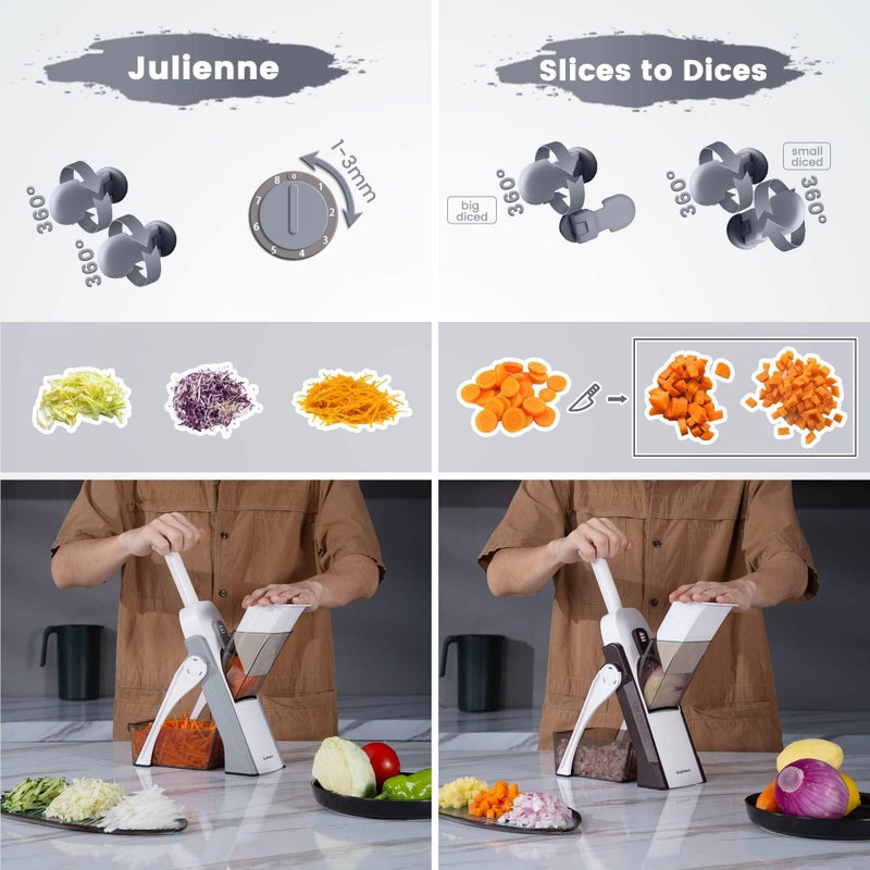 SupMaKin Safe Mandoline Slicer for Kitchen, Vegetable Food Potato Chip Slicer Maual Adjustable Thickness, Chopping Artifact Fast Veggie Salad Chopper & Cook Meal Prep - Image 4