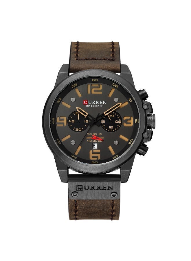 CURREN 8314 Fashion Leather Quartz Men Watch Casual Date Chronograph Male Wrist Watch - Image 2