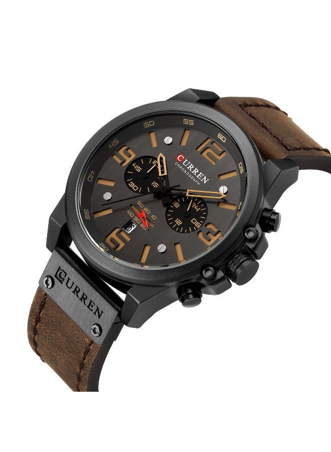 CURREN 8314 Fashion Leather Quartz Men Watch Casual Date Chronograph Male Wrist Watch - Image 3