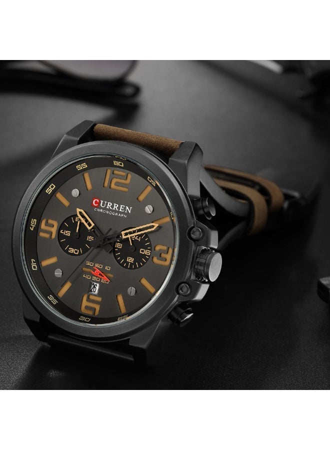 CURREN 8314 Fashion Leather Quartz Men Watch Casual Date Chronograph Male Wrist Watch - Image 5