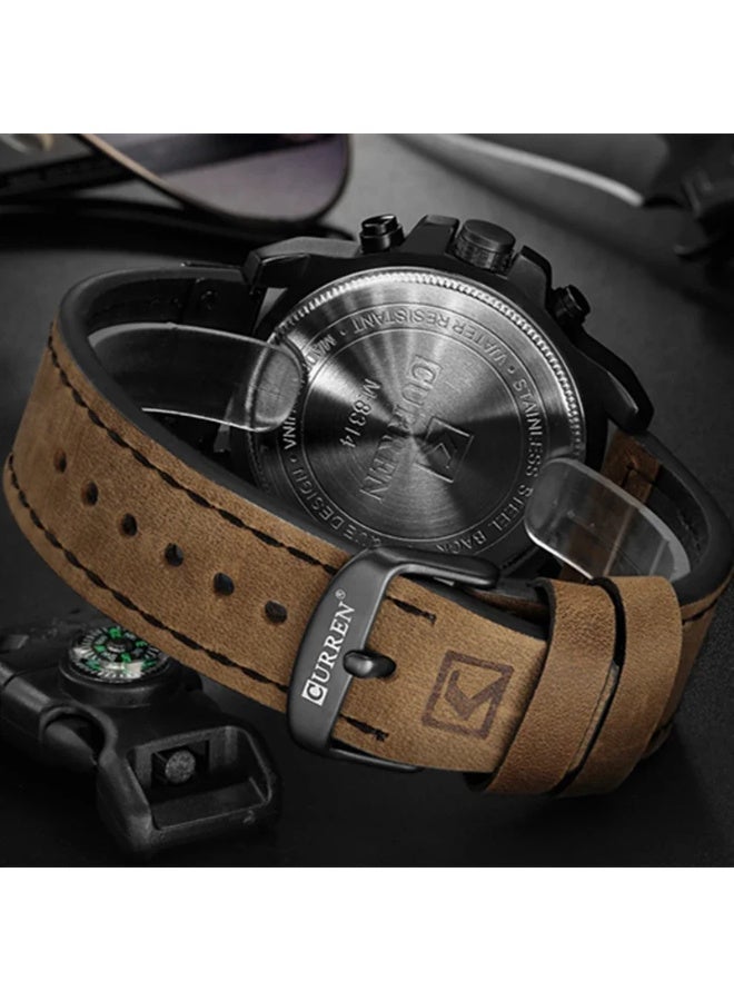 CURREN 8314 Fashion Leather Quartz Men Watch Casual Date Chronograph Male Wrist Watch - Image 4