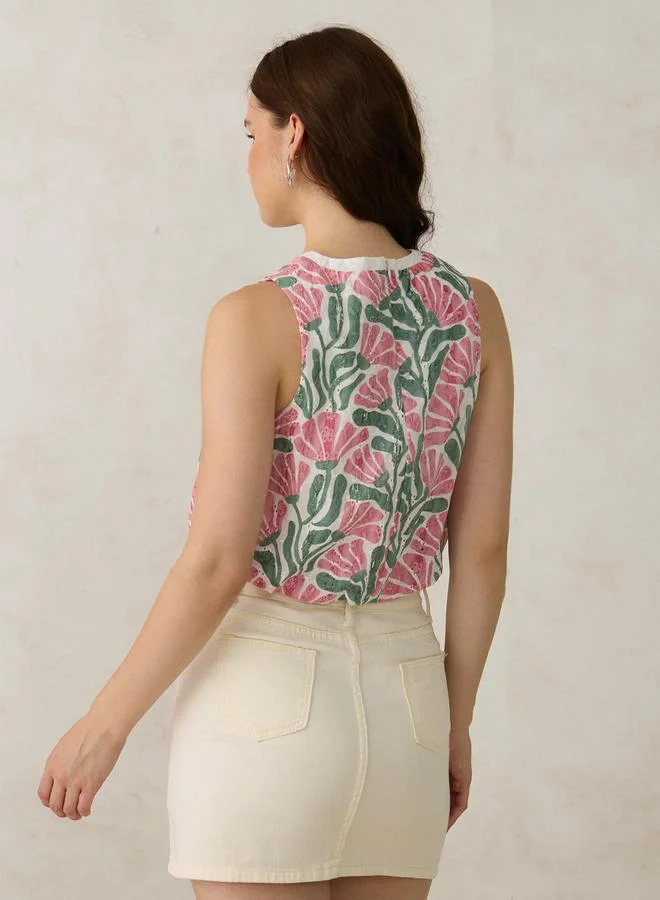 أوجيدر بلوزة شيفلي مُطرّزة بأكمام منفوخة