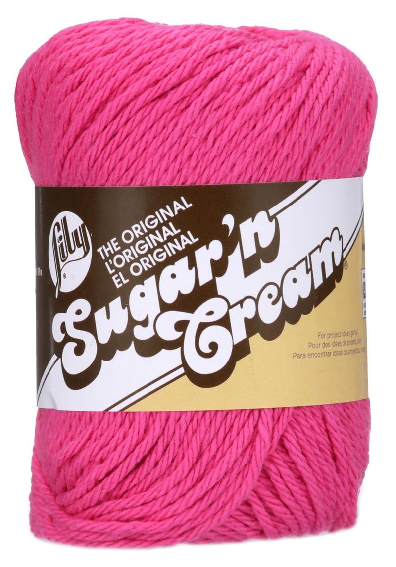 Bulk Buy Lily Sugar n Cream Solids 100 Cotton Yarn 3Pack Hot Pink 1740