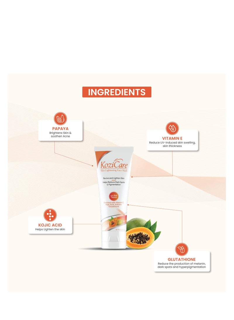 Kozicare Kojic Acid Face Wash and Glutathione Face Wash Papaya Face Wash Acne Wash for Glowing Skin Face Wash for Women & Men - Pack of 2 (100 Ml Each) - Image 3