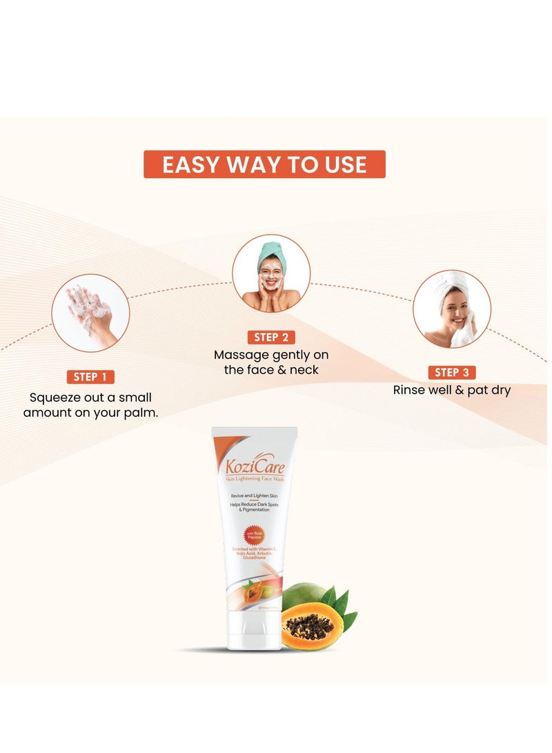 Kozicare Kojic Acid Face Wash and Glutathione Face Wash Papaya Face Wash Acne Wash for Glowing Skin Face Wash for Women & Men - Pack of 2 (100 Ml Each) - Image 4