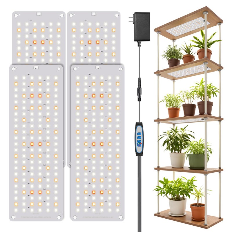 Garpsen Grow Light, 6000K Full Spectrum Plant Lights for Indoor Growing with Auto Timer 6/12/16H, 5 Dimmable Levels & 3 Color Modes, 552 LEDs Grow Lamp Panel for Seed Starting, Veg and Bloom(4Panels) - Image 1