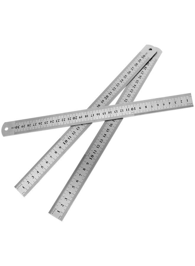 LEXININ 10 Pack 12 Inch Stainless Steel Ruler, 30cm Metal Ruler with Inches and Centimeters, Steel Metric Straight Measuring Ruler for Home, Office - Image 4