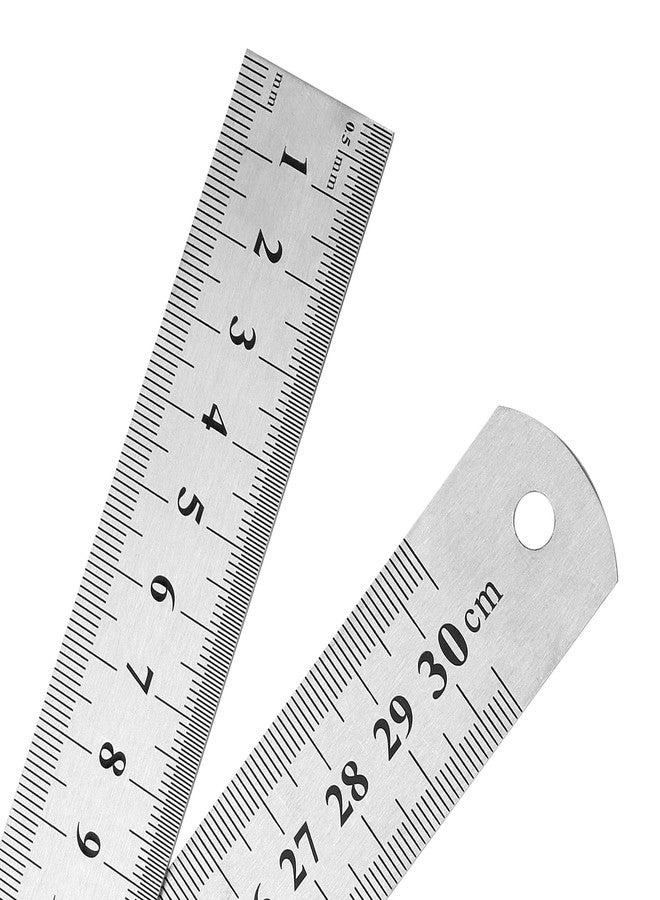 LEXININ 10 Pack 12 Inch Stainless Steel Ruler, 30cm Metal Ruler with Inches and Centimeters, Steel Metric Straight Measuring Ruler for Home, Office - Image 3