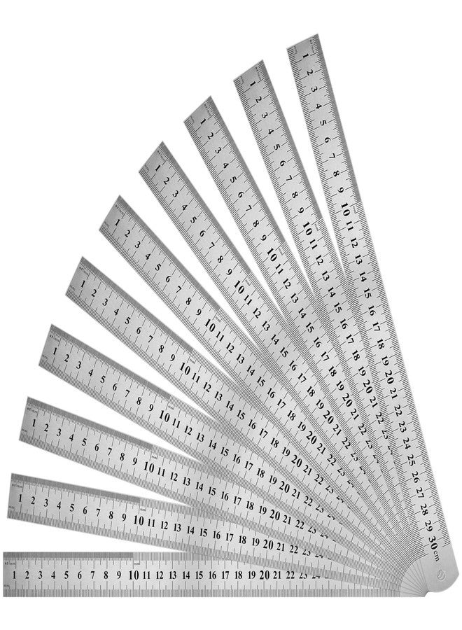 LEXININ 10 Pack 12 Inch Stainless Steel Ruler, 30cm Metal Ruler with Inches and Centimeters, Steel Metric Straight Measuring Ruler for Home, Office - Image 1
