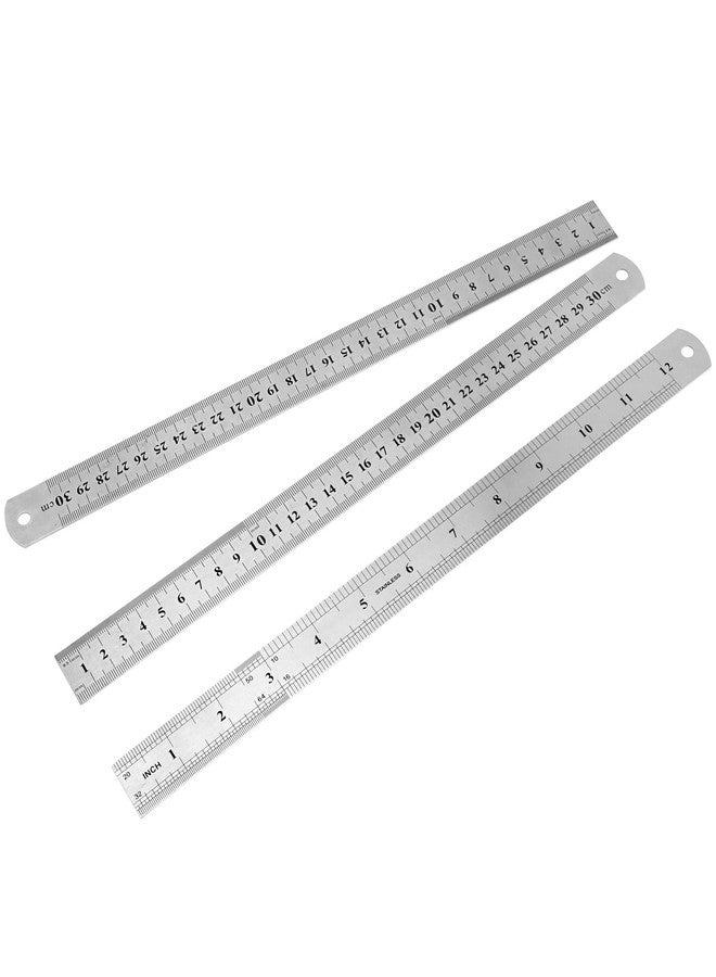 LEXININ 10 Pack 12 Inch Stainless Steel Ruler, 30cm Metal Ruler with Inches and Centimeters, Steel Metric Straight Measuring Ruler for Home, Office - Image 5