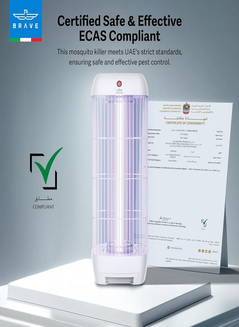 Brave High Power Mosquito Killer Lamp & Fly Trap, Smart Pest Control Device for Indoor & Outdoor Use, Effective in Killing Flying Insects, 15W Power & 1800V Electric Strike, Mosquito Fly Trap, 100% Original Insect Killer Device, High Power UV Mosquito Trap, Perfect for Home, Patio, Garden, Kitchen, Office, Camping, Durable Design, 24/7 Protection (White) - Image 2