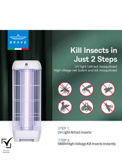 Brave High Power Mosquito Killer Lamp & Fly Trap, Smart Pest Control Device for Indoor & Outdoor Use, Effective in Killing Flying Insects, 15W Power & 1800V Electric Strike, Mosquito Fly Trap, 100% Original Insect Killer Device, High Power UV Mosquito Trap, Perfect for Home, Patio, Garden, Kitchen, Office, Camping, Durable Design, 24/7 Protection (White)  - Image 5