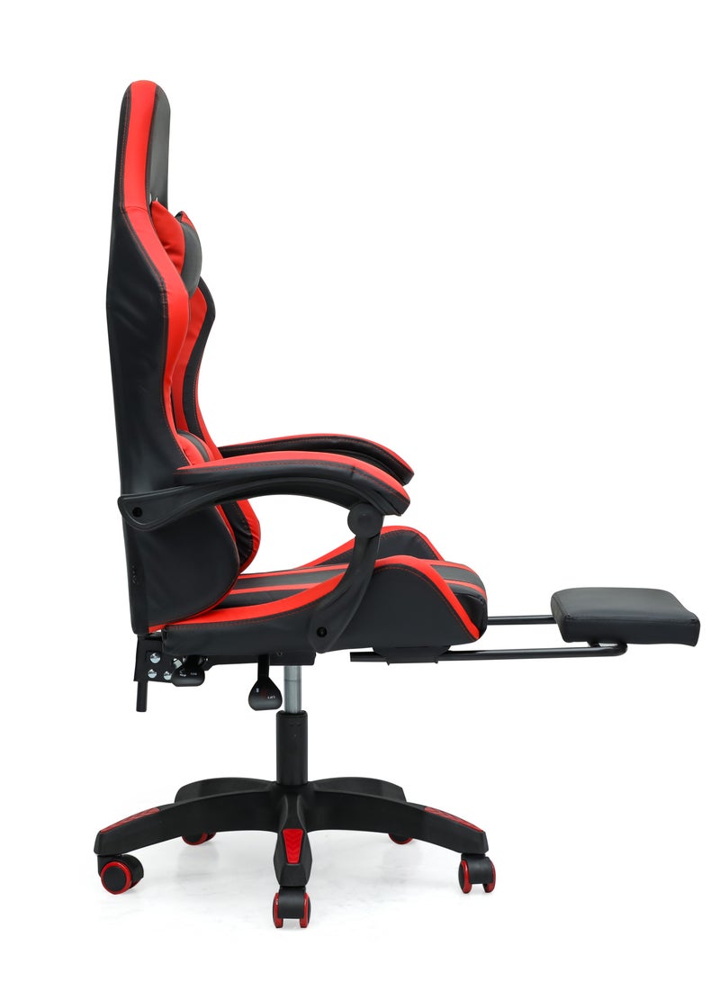 Multi Home Furniture Ergonomic High-Back Gaming Chair with Pu Leather 360° Swivel Headrest Support Lumbar Support Tilt Tension Adjustment Gaming Chair MH-FR30-Red Black  - Image 3
