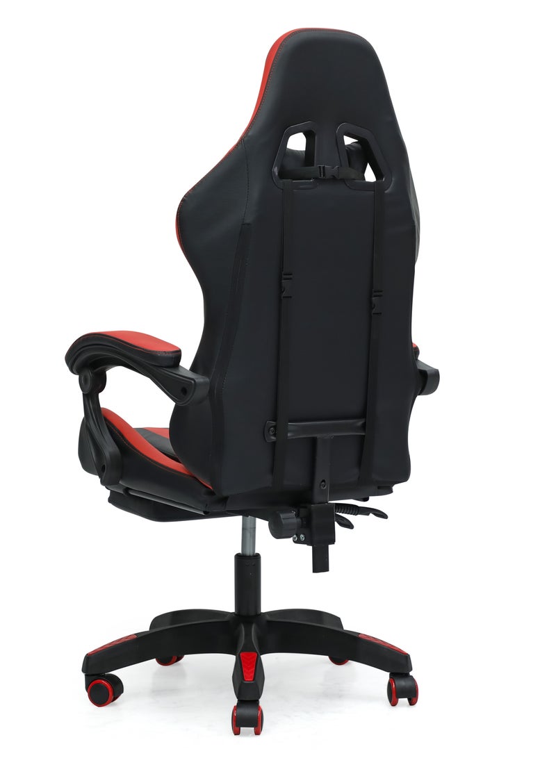 Multi Home Furniture Ergonomic High-Back Gaming Chair with Pu Leather 360° Swivel Headrest Support Lumbar Support Tilt Tension Adjustment Gaming Chair MH-FR30-Red Black  - Image 4