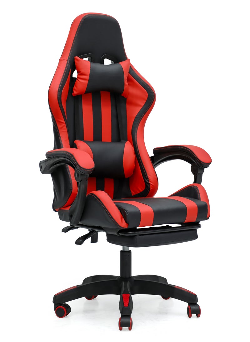 Multi Home Furniture Ergonomic High-Back Gaming Chair with Pu Leather 360° Swivel Headrest Support Lumbar Support Tilt Tension Adjustment Gaming Chair MH-FR30-Red Black  - Image 1