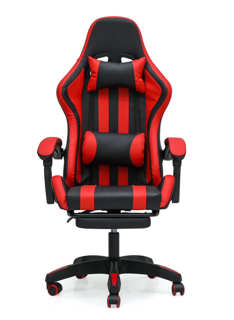 Multi Home Furniture Ergonomic High-Back Gaming Chair with Pu Leather 360° Swivel Headrest Support Lumbar Support Tilt Tension Adjustment Gaming Chair MH-FR30-Red Black  - Image 2