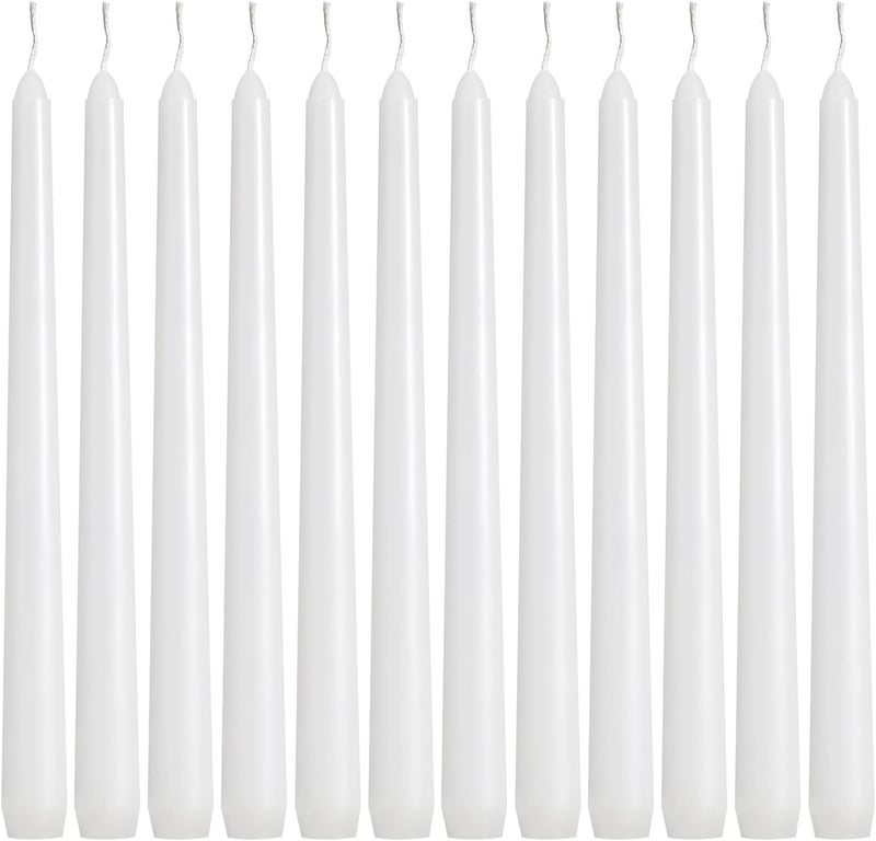YOROXRG 36 Pack White Taper Candles 78 Hours Burn Time Unscented Smokeless and Dripless 08 x 10 Inch Dinner Candle Set for Household Wedding Party and Home Dcor Candlesticks