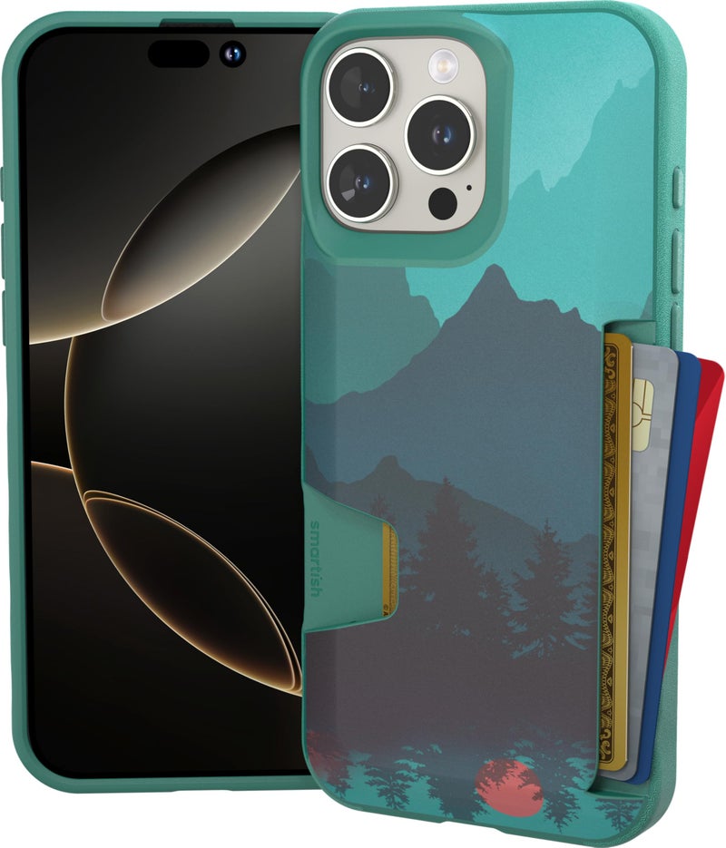 SmartishÂ® iPhone 16 Pro Max Wallet Case - Wallet Slayer Vol. 1 [Slim + Protective] Credit Card Holder - Drop Tested Hidden Flip Card Slot Cover Compatible w/Apple iPhone 16 Pro Max - Moving Mountains - Image 1