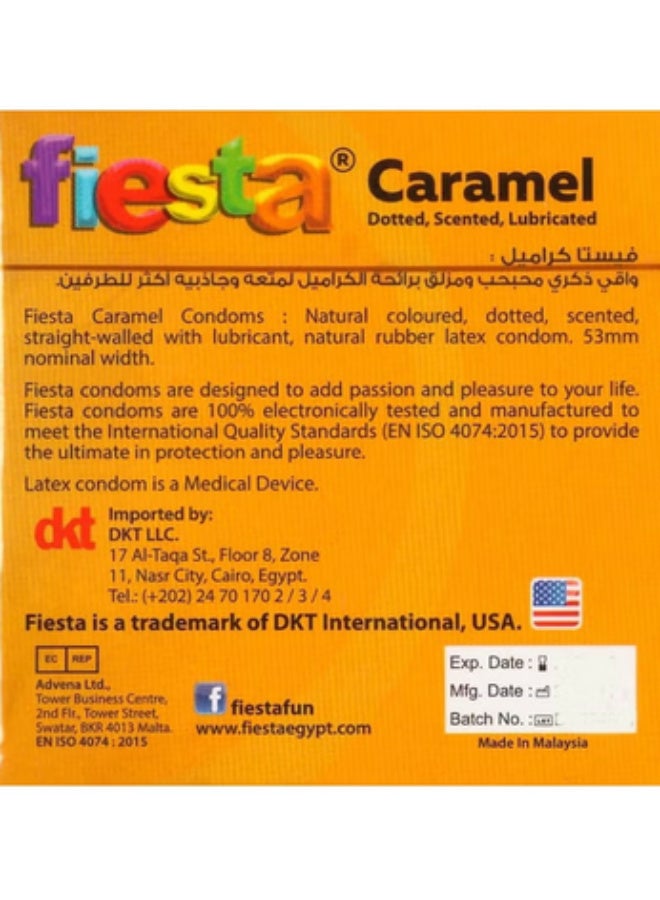 FIESTA CARAMEL CONDOMS-dOTTED CARAMEL FLAVOR-3PIECES - Image 2