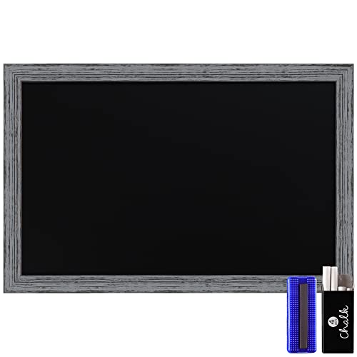 HBCY Creations HBCY Creations Rustic Grey Wooden Magnetic Wall Chalkboard Extra Large Size 24 x 36 Framed Decorative Chalkboard  Great for Kitchen Decor Weddings Restaurant Menus and More 24 x 36