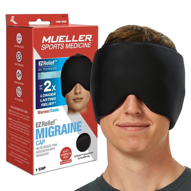 MUELLER Sports Medicine EZ Relief Migraine Cap, Ice Pack for Injuries and Pain Relief, Hot & Cold Therapy, Black - Image 1