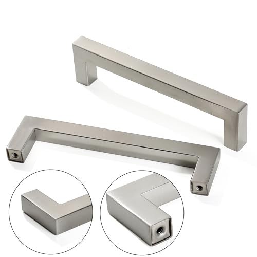 Redunest Cabinet Pulls Brushed Nickel Cabinet Handles Square Drawer Pulls, 10 Pack 15 Inch Stainless Steel Kitchen Door Cupboard Cabinet Handles, Cabinet Hardware Drawer Handles, 384mm Hole Centers - Image 3