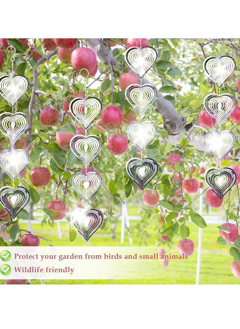 SYOSI - Bird Scare Discs Set Metal Holographic Highly Heart Reflective Double Sided Bird Reflectors for Windows Sparkly Wind Spinners Outdoor Garden Devices Decoration for Scare Birds Away 4 Strings - Image 1