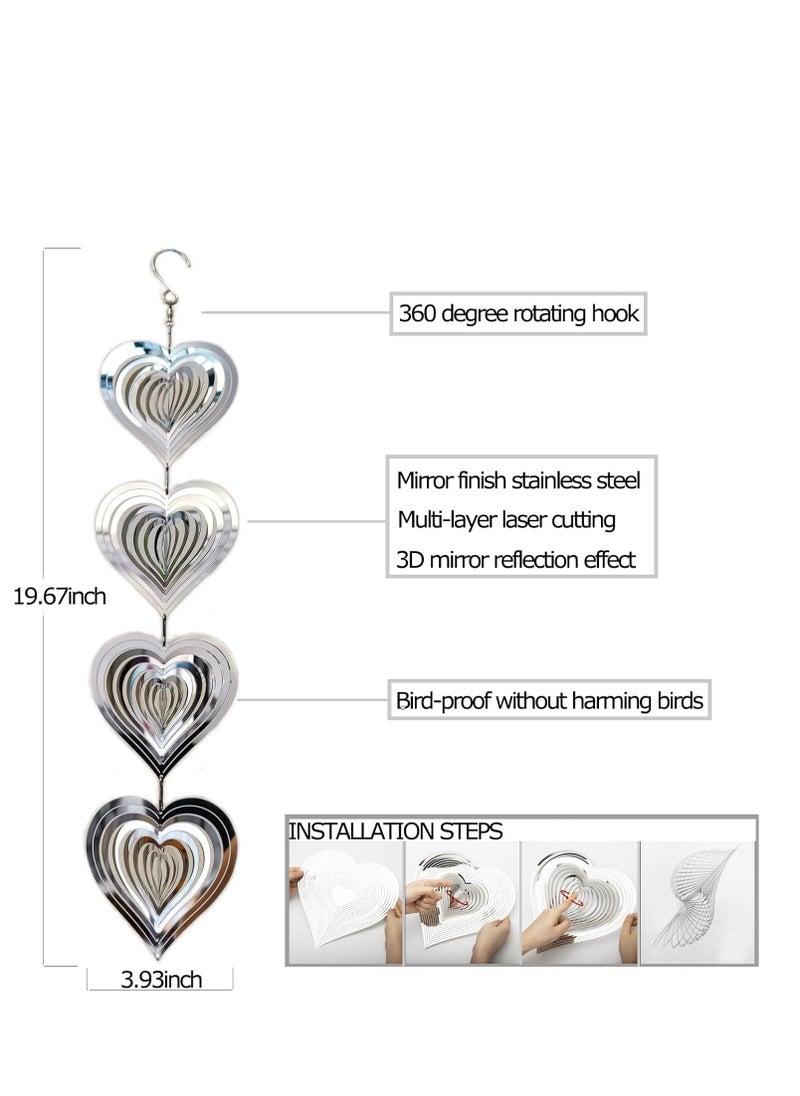 SYOSI - Bird Scare Discs Set Metal Holographic Highly Heart Reflective Double Sided Bird Reflectors for Windows Sparkly Wind Spinners Outdoor Garden Devices Decoration for Scare Birds Away 4 Strings - Image 1