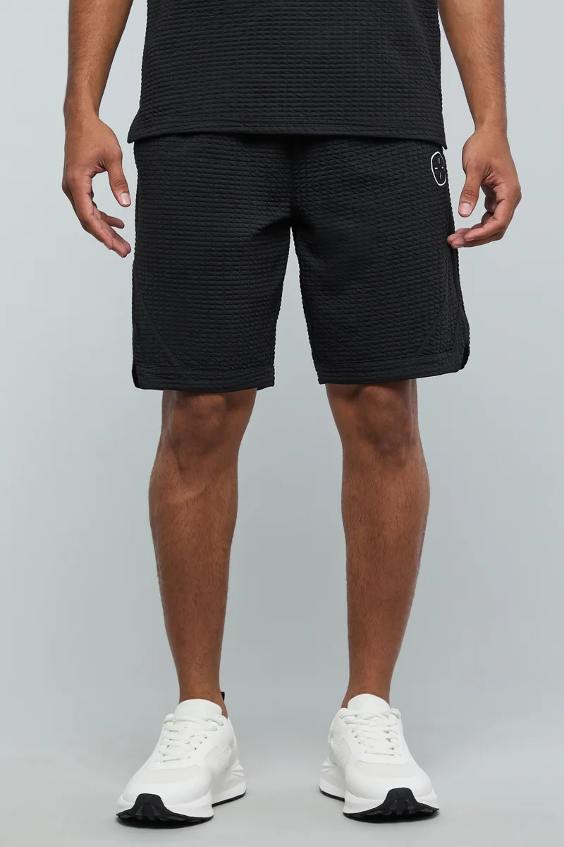 أر أند بي Waffle Textured Shorts with Drawstring Waist