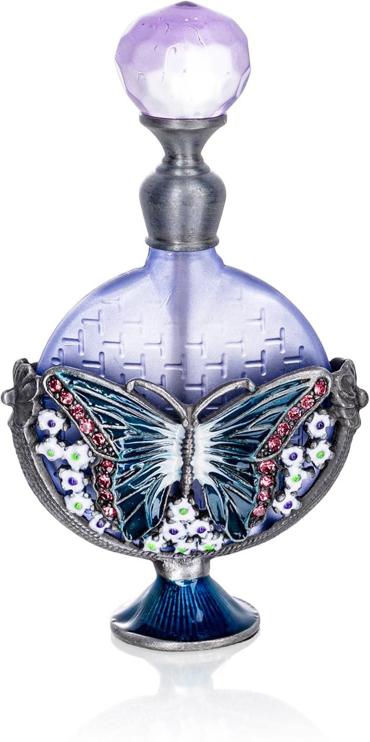Sevenbees 7Ml Vintage Purple Glass Perfume Bottle With Butterfly Decor - Empty Refillable Bottles Travel-Sized Decorative Perfume Vial For Women Men Daily Use & Gift Giving - Image 5